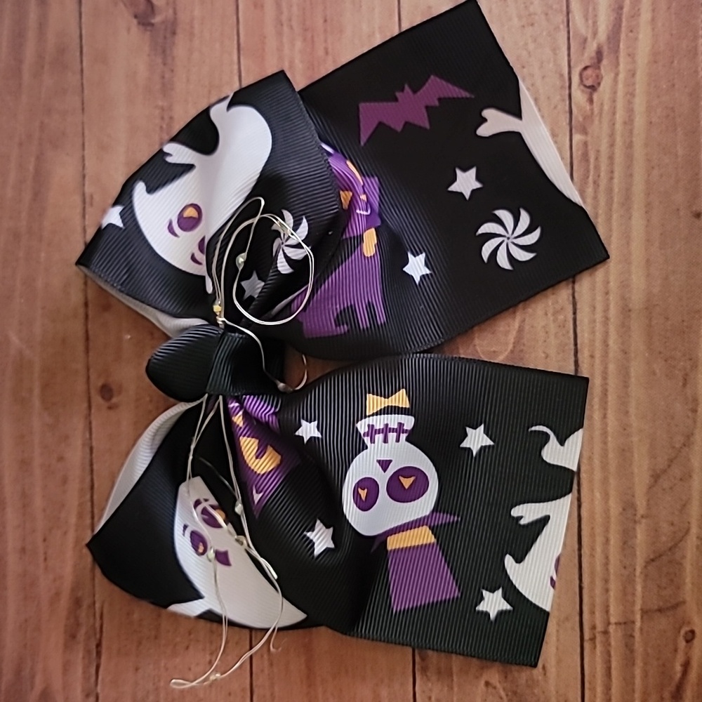 Handmade Halloween Ghost and Skull Light Up Hair Clip Bow, #2